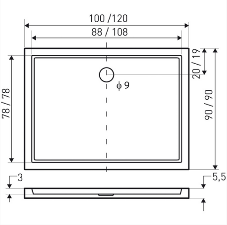 Przejdź do produktu Brodzik prostokątny, płaski Kerra Oskar 100x90x5,5 cm, posadzkowy