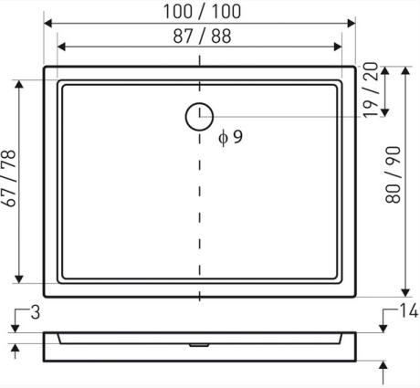 Przejdź do produktu Brodzik prostokątny 100x90x14cm uniwersalny Kerra Victor