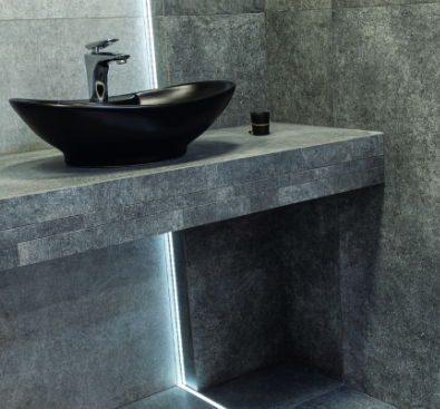 Umywalka nablatowa owalna Ø=45cm / h=17cm, Kerra KR 139 BLM czarny półmat