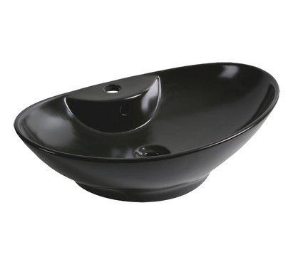 Umywalka nablatowa owalna Ø=45cm / h=17cm, Kerra KR 139 BLM czarny półmat