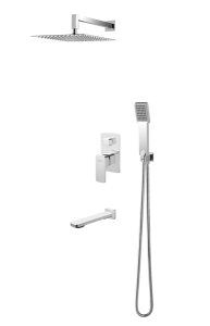 Zestaw natryskowy, podtynkowy z deszczownicą 20 cm, słuchawką prysznicową, wylewką i baterią Vedo VBM3231 chrom