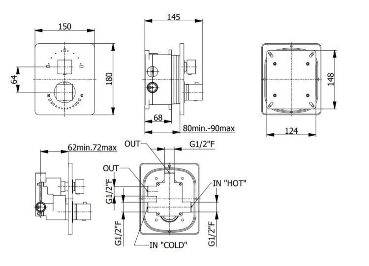 Bateria podtynkowa termostatyczna Vedo Sette 6771-2 chrom