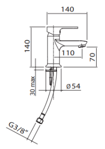 Bateria umywalkowa 11 cm z korkiem Vedo Lukka VBL2001/C chrom