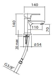 Bateria umywalkowa 11 cm z korkiem Vedo Lukka VBL2001/C chrom