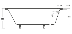 Wanna prostokątna 140x70 cm Besco Modern Slim z niskim rantem rys.tech.
