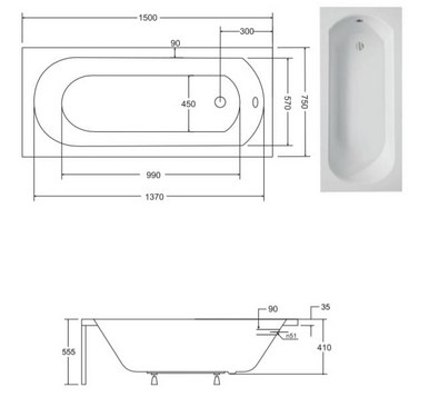 Przejdź do produktu Wanna prostokątna 150x75 cm Besco Intrica #WAIN-150-PK