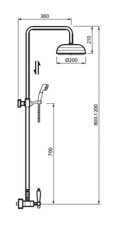 Przejdź do produktu Kolumna prysznicowa Retro z deszczownicą 20 cm i baterią Vedo Etros 15171 chrom