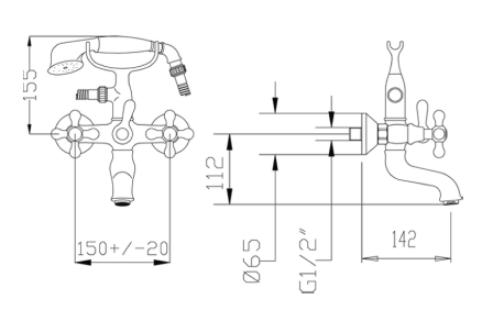 Bateria wannowa wolnostojąca Victorian 2210VFS bronzo