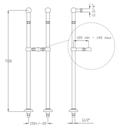 Bateria wannowa wolnostojąca Victorian 2210VFS bronzo
