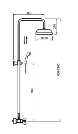 Przejdź do produktu Kolumna prysznicowa Retro z deszczownicą 20 cm i baterią Fromac Victorian 15311V chrom