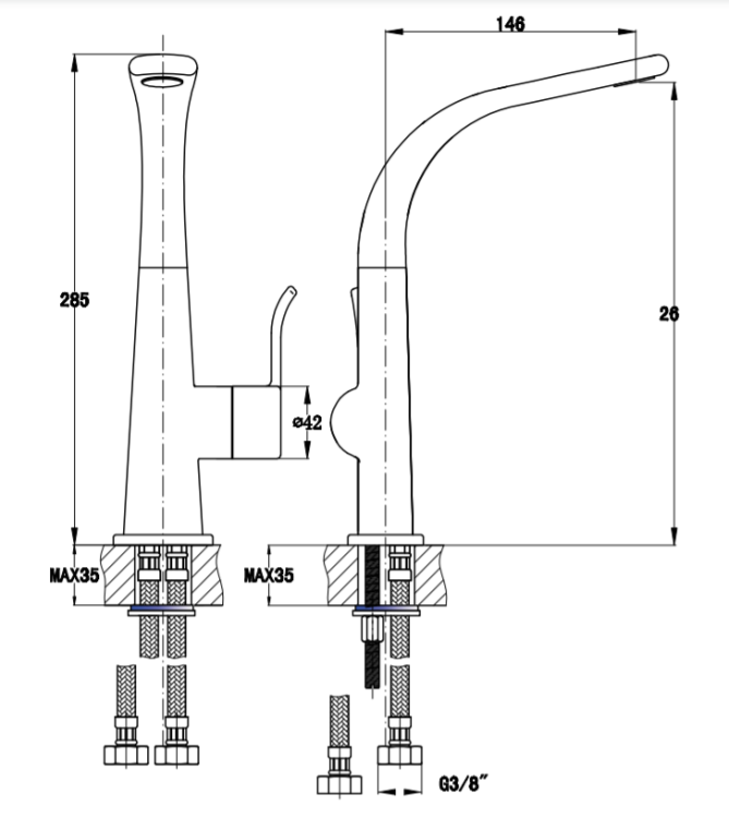 Bateria kuchenna 26 cm Vedo VBC1004 chrom