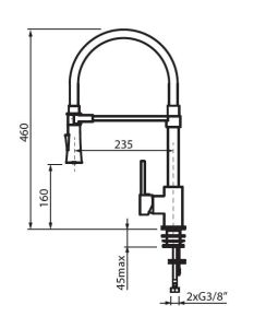 Bateria kuchenna 46 cm z ruchomą wylewką Vedo B-Nera 8086N czarny mat