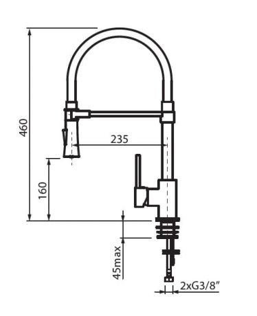 Przejdź do produktu Bateria kuchenna 46 cm z ruchomą wylewką Vedo B-Nera 8086N czarny mat