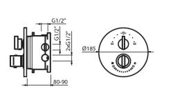 Bateria natryskowa podtynkowa termostatyczna Vedo Rondo 6773-2 chrom