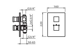 Bateria natryskowa podtynkowa termostatyczna Vedo Square II 6732J chrom
