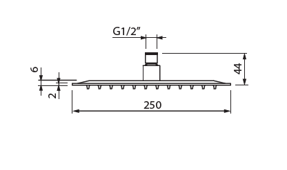 Deszczownica kwadratowa 25x25 cm z ramieniem Vedo VSN2250+VSN0304AS chrom