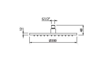 Deszczownica Slim okrągła 30 cm z ramieniem Vedo VSN7030 chrom