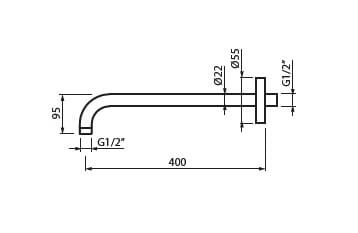 Przejdź do produktu Ramię ścienne 40 cm do deszczownicy Vedo VSN0204 chrom