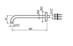 Ramię ścienne 40 cm do deszczownicy Vedo Armstrong VSN0204AS chrom