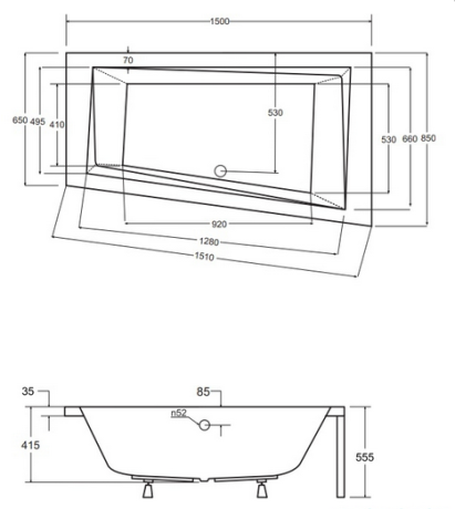 Przejdź do produktu Wanna asymetryczna 150x85 cm Besco Intima #WAIT-150-NP