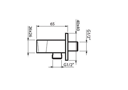 Przyłącze kątowe 1/2" z uchwytem do słuchawki prysznicowej Vedo Square I VSN0042 chrom