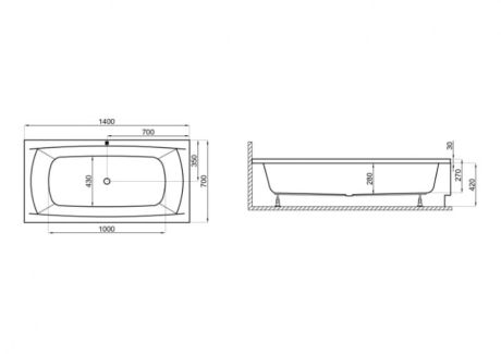 Przejdź do produktu Wanna prostokątna 140x70 cm Apri Polimat 00370 biały