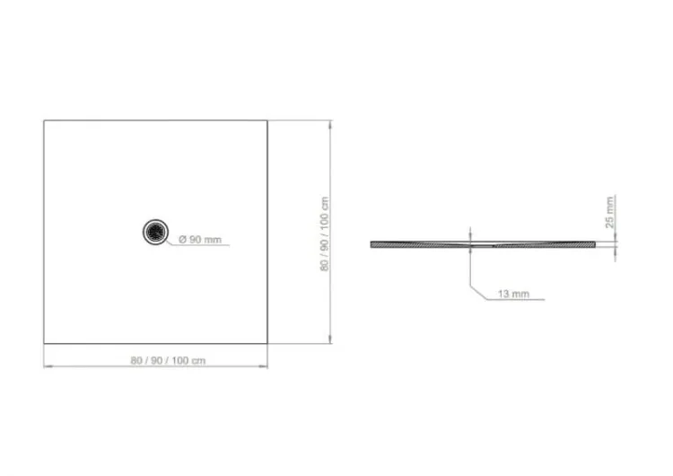 Brodzik kwadratowy 90x90 cm Polimat Fresco 00450 biały mat
