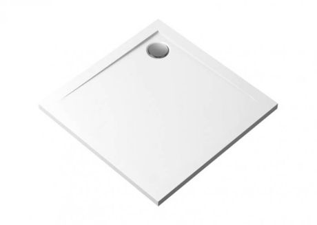 Przejdź do produktu Brodzik kwadratowy posadzkowy 90x90 cm ze strukturą kamienia GEOS Polimat 00375 biały