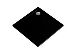 Brodzik kwadratowy posadzkowy 80x80 cm ze strukturą kamienia GEOS Polimat 00379 czarny