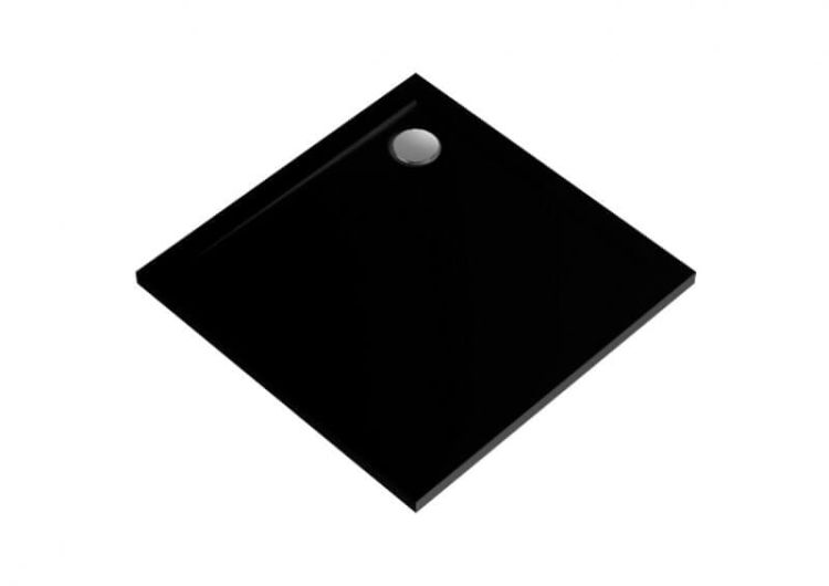 Brodzik kwadratowy posadzkowy 80x80 cm ze strukturą kamienia GEOS Polimat 00379 czarny