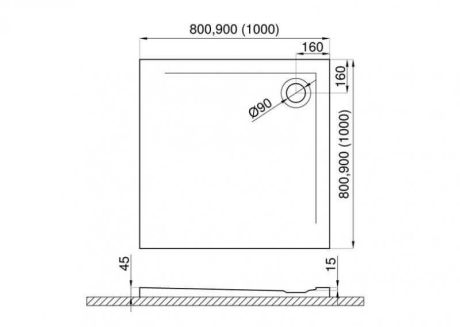 Przejdź do produktu Brodzik kwadratowy posadzkowy 100x100 cm ze strukturą kamienia GEOS Polimat 00395 czarny