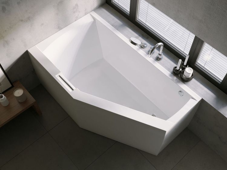 Wanna narożna 160x90 cm Riho Geta Plug&Play B029008005 prawa biały