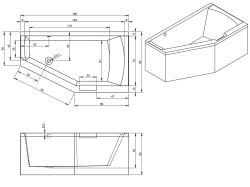 Wanna narożna 160x90 cm Riho Geta Plug&Play B030009005 lewa biały