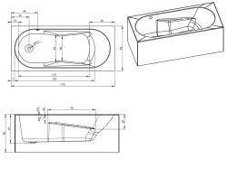 Wanna narożna prostokątna 170x75 cm Riho Lazy Plug&Play B080005005 lewa biały