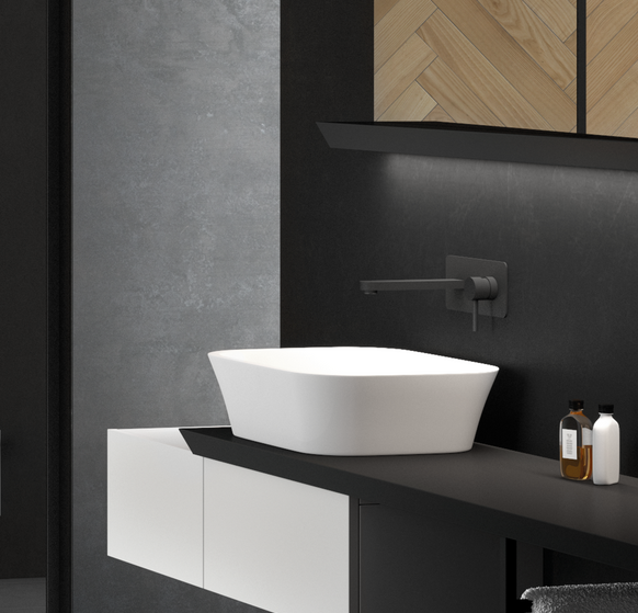 Bateria umywalkowa podtynkowa Besco Decco czarny matt BU-DS-CZ