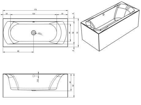 Przejdź do produktu Wanna prostokątna 170x75 cm ze zintegrowaną obudową Riho Linares Plug&Play B141011005 lewa biały połysk