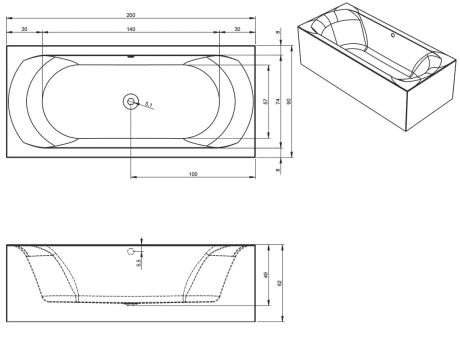Przejdź do produktu Wanna prostokątna 200x90 cm ze zintegrowaną obudową Riho Linares Plug&Play B144011005 prawa biały połysk