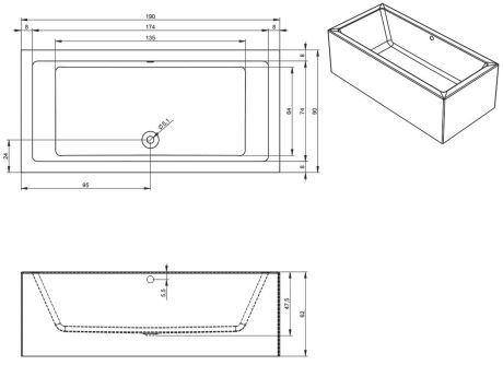 Przejdź do produktu Wanna prostokątna 190x90 cm z akrylową zabudową Riho Lugo Plug&Play B136014005 prawa biały