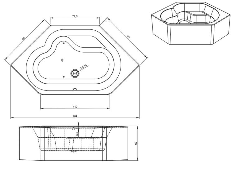 Wanna narożna 145x145 cm z obudową Plug&Play Riho Winniepeg BD73005 biały połysk