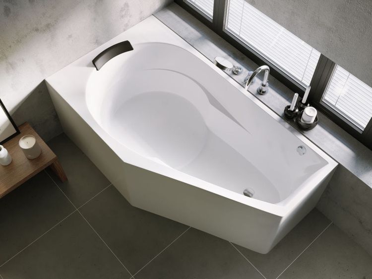 Wanna narożna asymetryczna 160x90 cm z obudową Plug&Play Riho Yukon B008012005 prawa biały połysk