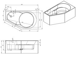 Wanna asymetryczna 160x90 cm Riho Yukon Plug&Play BD75 lewa biały
