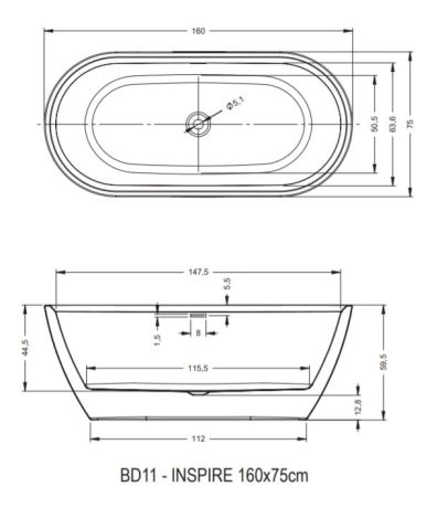 Przejdź do produktu Wanna wolnostojąca 160x75 cm Riho Inspire B091001105 biały mat