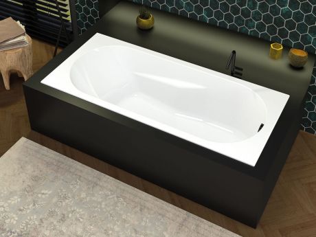 Przejdź do produktu Wanna narożna prostokątna 180x80 cm Riho Lazy B082001005 prawa biały połysk