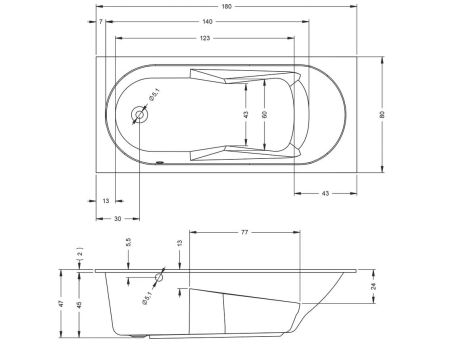 Przejdź do produktu Wanna narożna prostokątna 180x80 cm Riho Lazy B082001005 prawa biały połysk