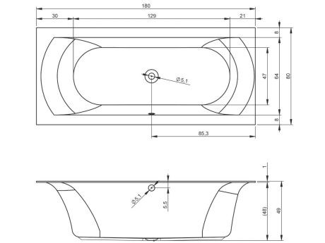 Przejdź do produktu Wanna prostokątna 180x80 cm do zabudowy Riho Linares B142001105 biały mat