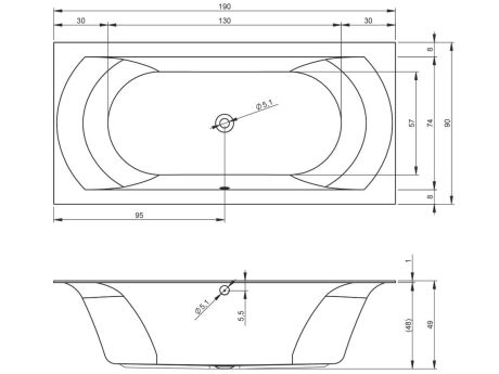 Przejdź do produktu Wanna prostokątna 190x90 cm do zabudowy Riho Linares B143001105 biały mat
