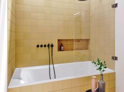 Wanna prostokątna 180x80cm z wydzieloną przestrzenią prysznicową i oświetleniem LED Riho Still Shower B103004005 lewa LED biały połysk