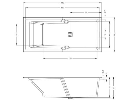 Przejdź do produktu Wanna prostokątna 180x80cm z wydzieloną przestrzenią prysznicową i oświetleniem LED Riho Still Shower B103004005 lewa LED biały połysk