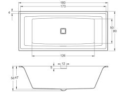 Wanna prostokątna 180x80cm z zagłówkiem po prawej Riho Still Square LED B099003005 biały połysk