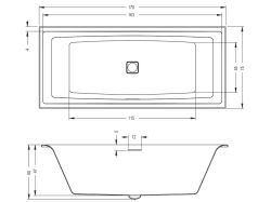 Wanna prostokątna 170x75cm z 2 zagłówkami Riho Still Square LED B100005005 biały połysk